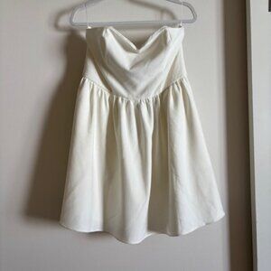 French Connection Whisper Strapless Peplum Dress Size 12 WHITE